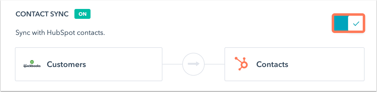 Contact sync is on in HubSpot