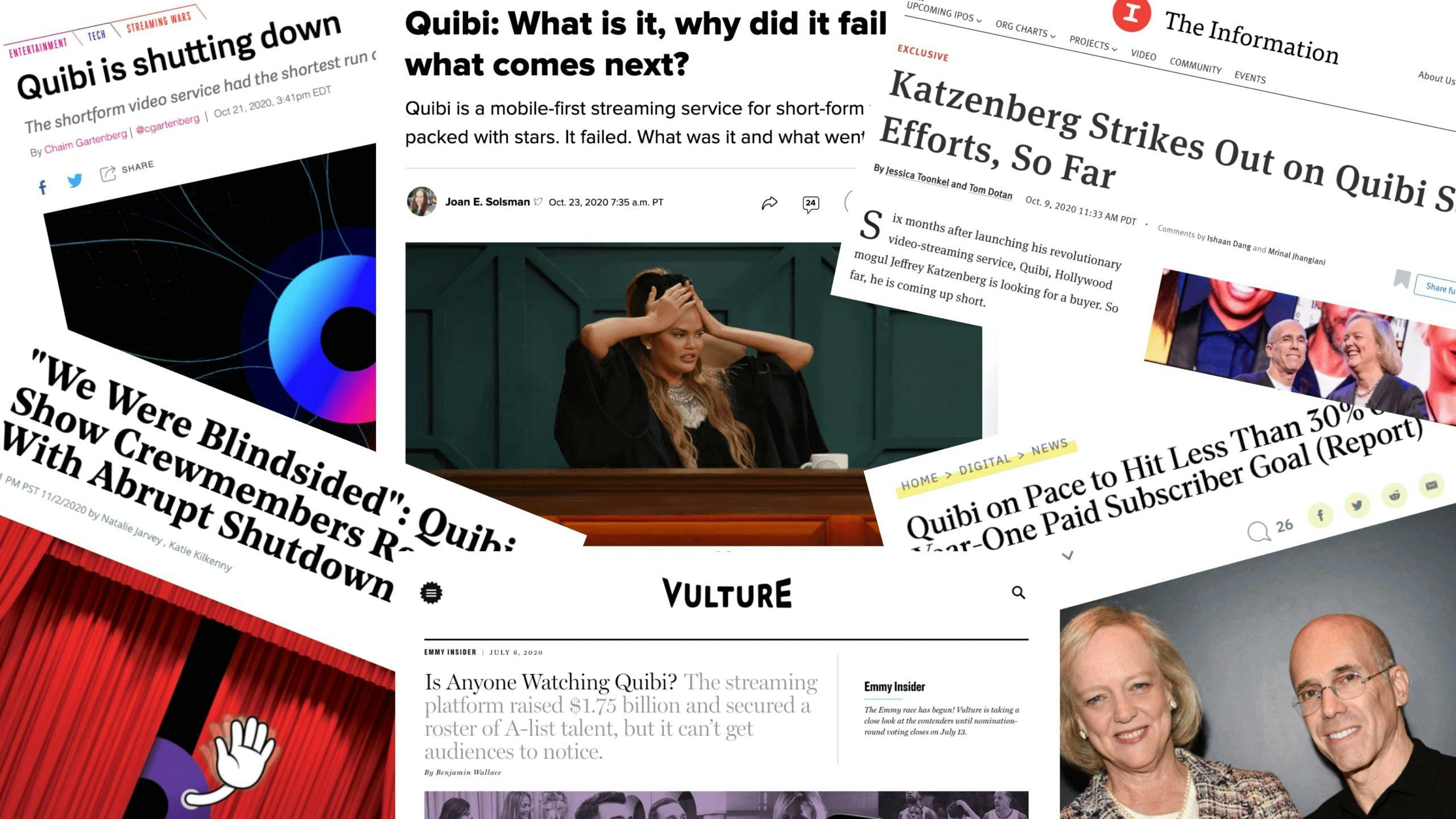 quibi failure headline collage