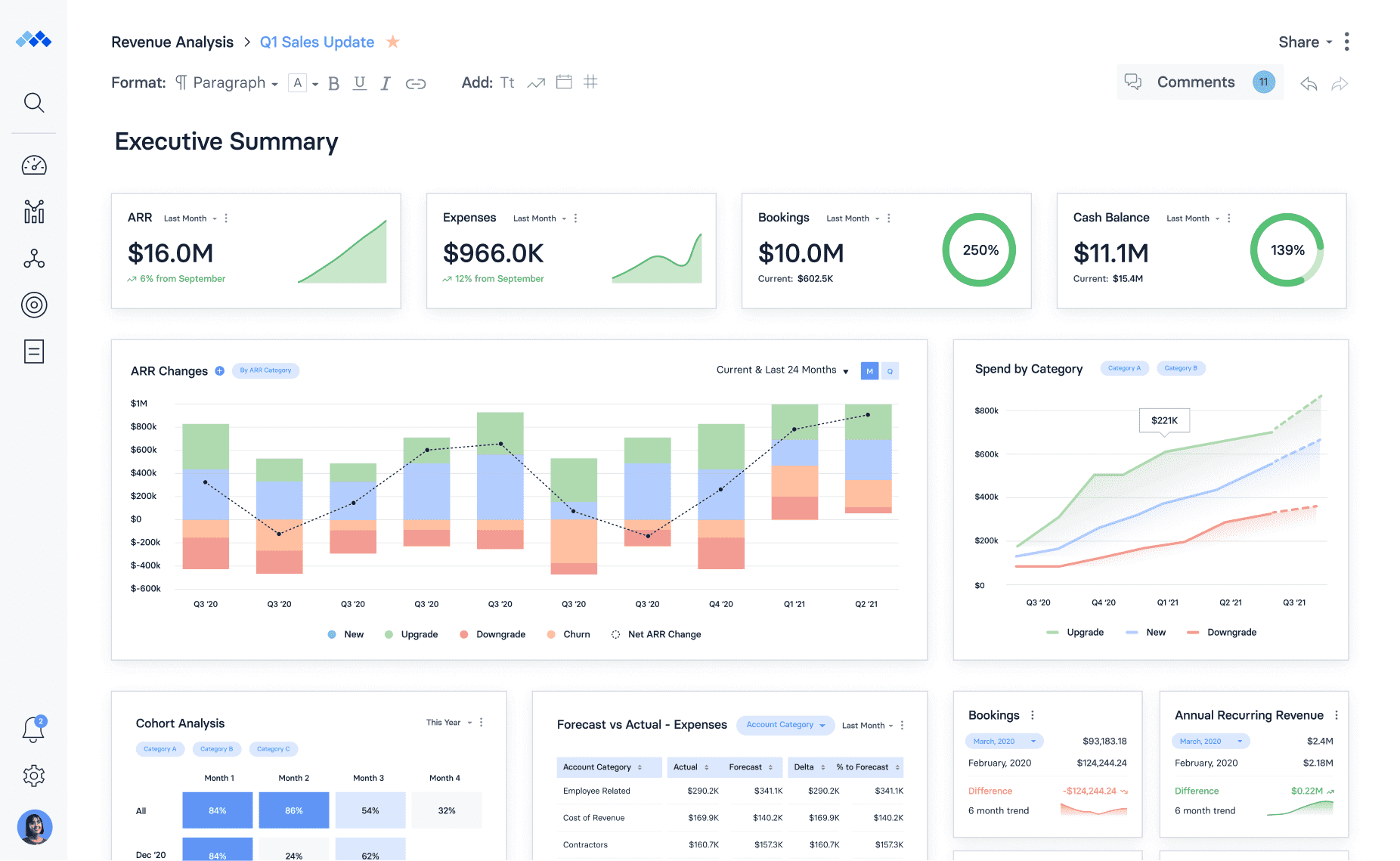 Mosaic Executive Summary Financial Dashboard