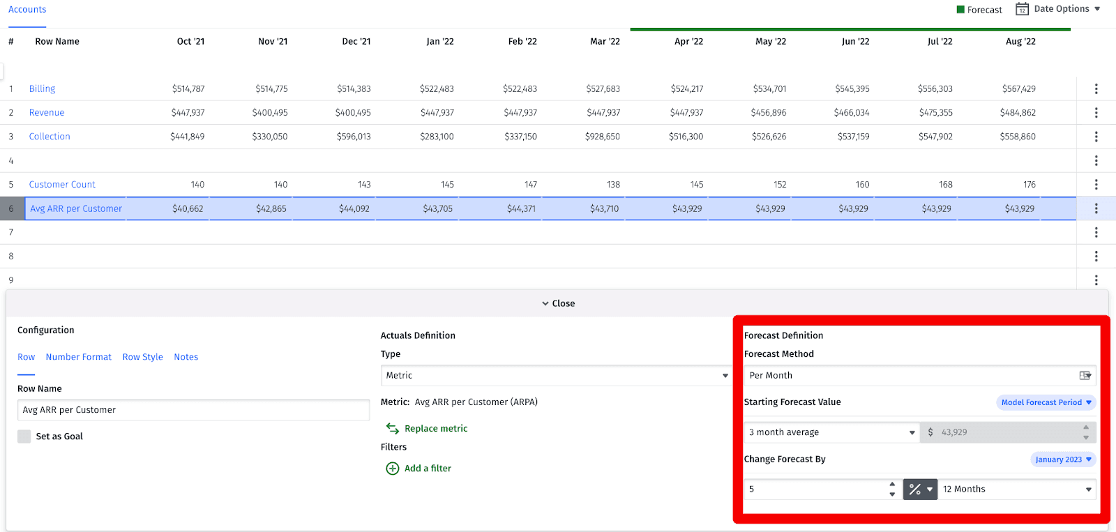 Mosaic Topline Planner Walkthrough average arr per customer forecast