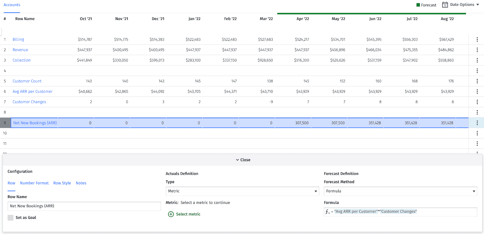 Mosaic Topline Planner Walkthrough net new bookings arr forecast